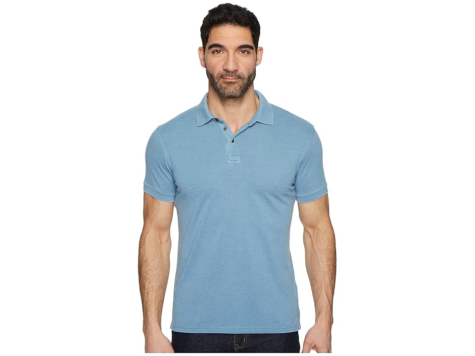 

Lucky Brand Burnout Pique Polo Shirt (Blue Heaven) Men's Clothing