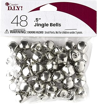 Cousin DIY Silver Jingle Bells .5 inch, 48 Pack