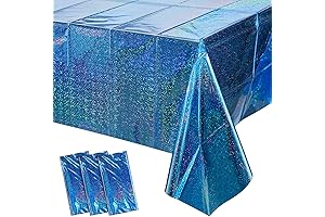 Iridescent Blue Plastic Tablecloth for Party Decor