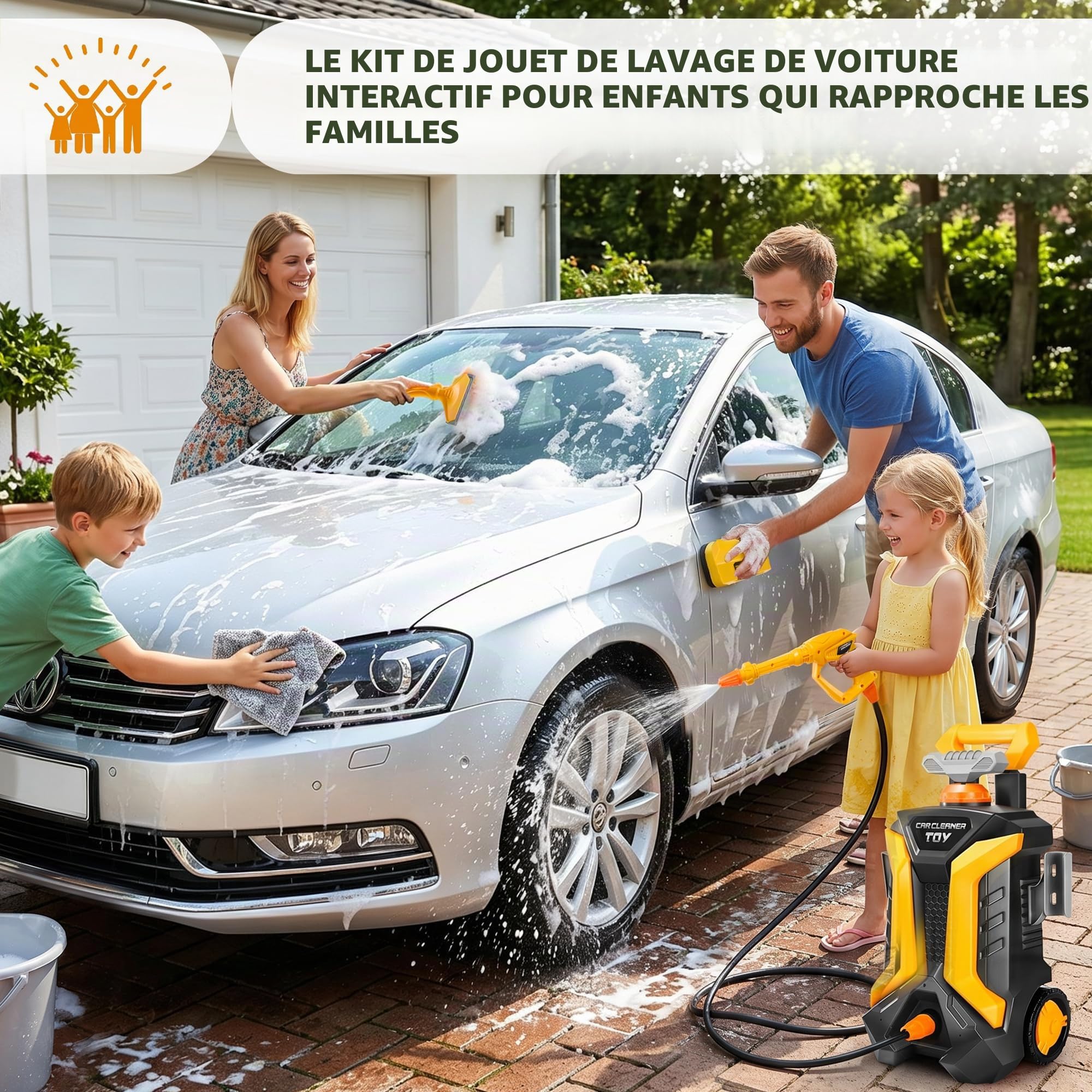 Nettoyeur haute pression jouet pour enfants, jeu de nettoyage pour tout-petits | Jouet de nettoyage pour enfants, machine de nettoyage par pulvérisation interactive, outil de garage avec fonction jet d'eau