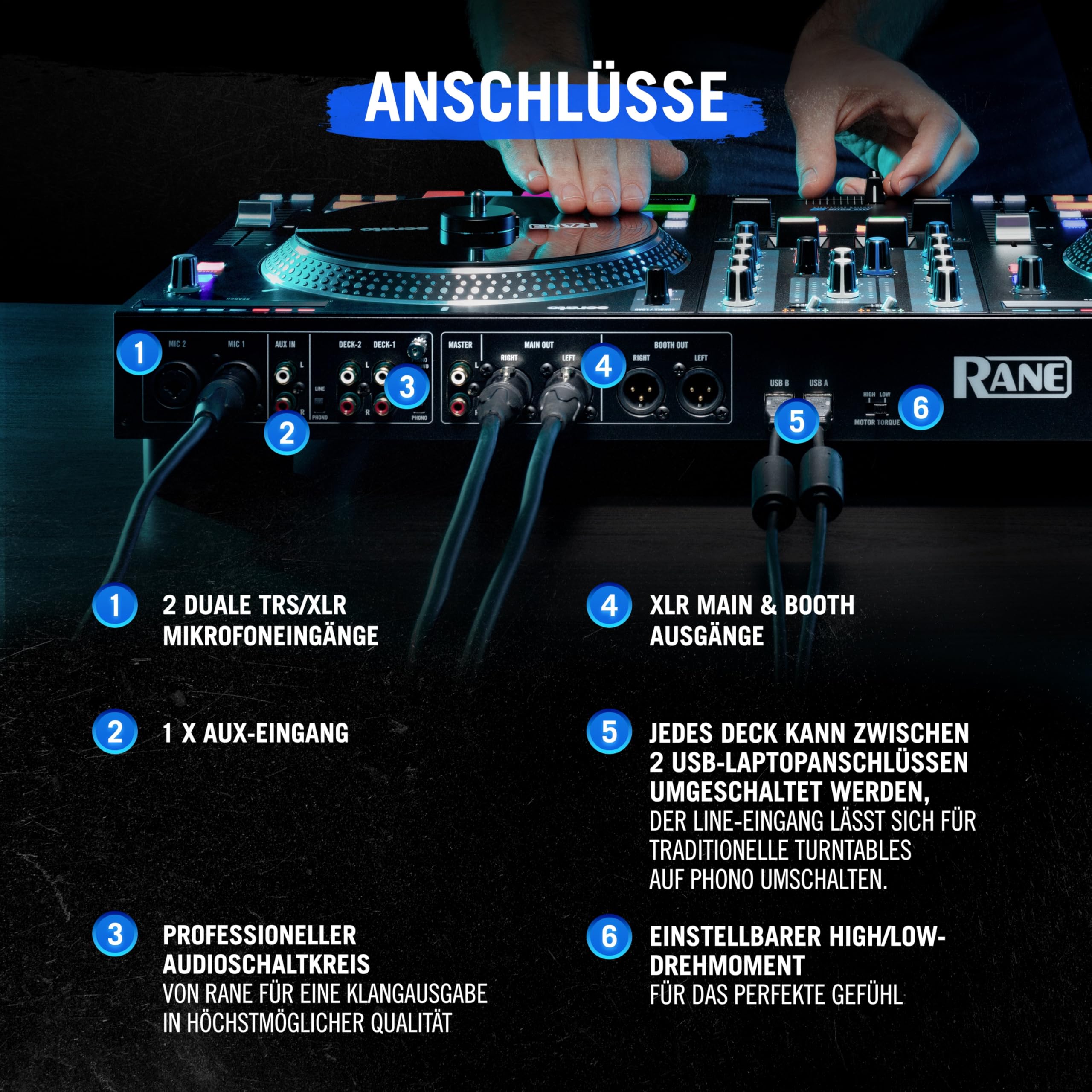 RANE ONE, Komplettes DJ-Set und DJ-Controller für Serato DJ mit Integriertem DJ-Mixer, Motorisierten Plattentellern und Serato DJ Pro Enthalten