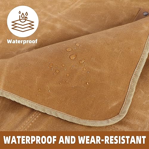 Miniatura 4 de Delantal de carpintería de lona encerada para hombre con bolsillos, delantal de taller resistente, correas cruzadas ajustables a S-3XL