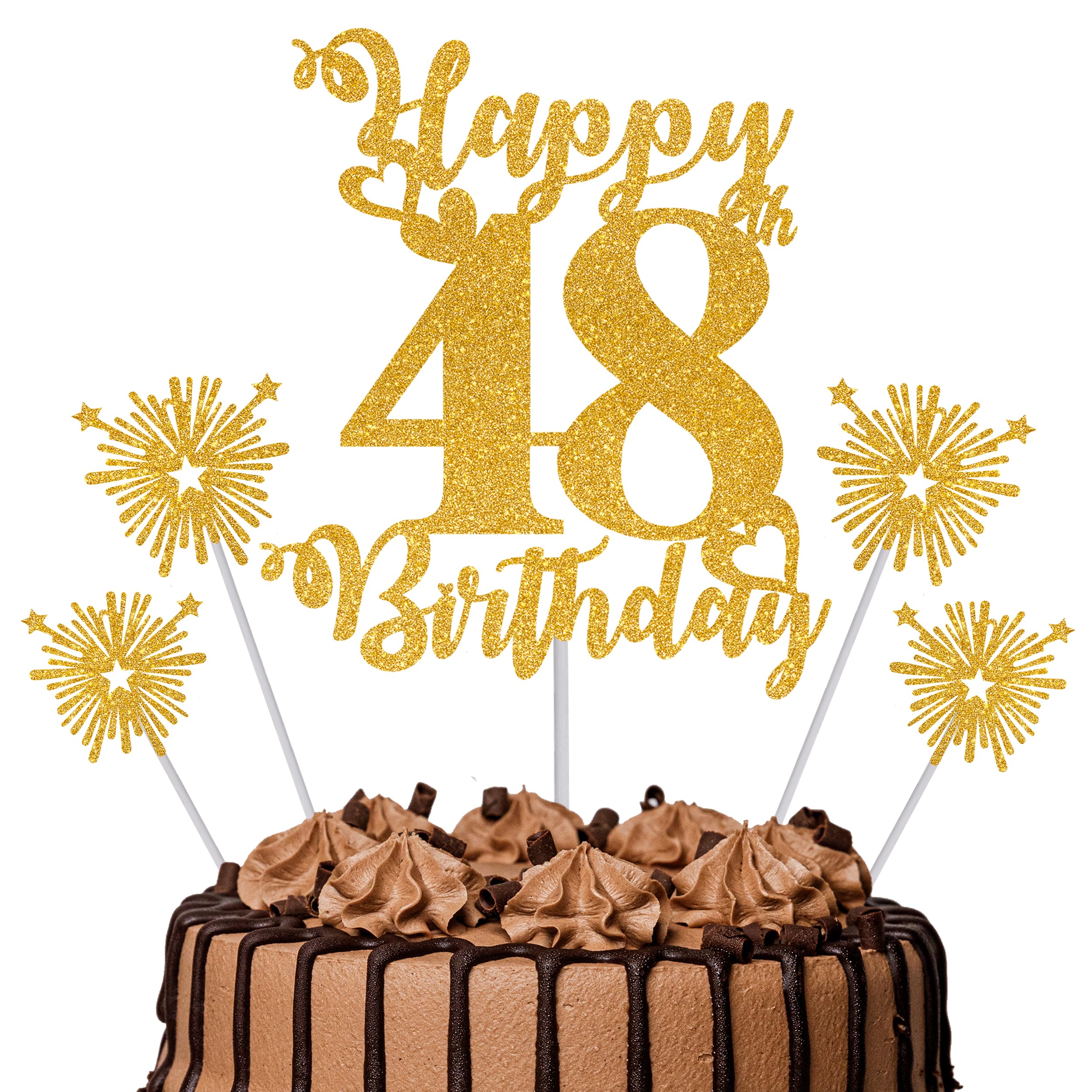 Gold Glitter 96th Birthday Cake Topper Set – 5 Piece Premium Glitter Birthday Decoration & Party Supplies for Men, Women & Kids – 96th Birthday — view 81