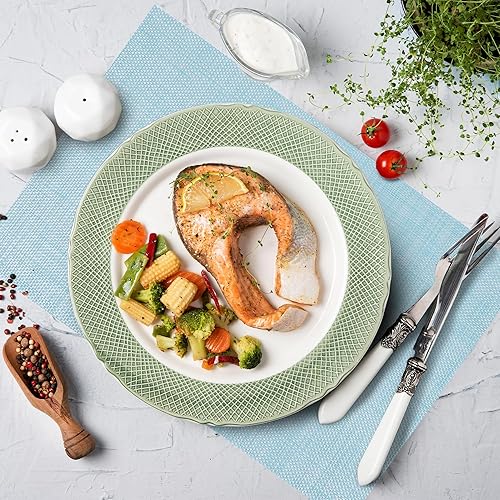 Miniatura 3 de Juego de 8 manteles individuales azules, duraderos, resistentes al calor, antideslizantes, lavables, manteles individuales tejidos de vinilo de PVC