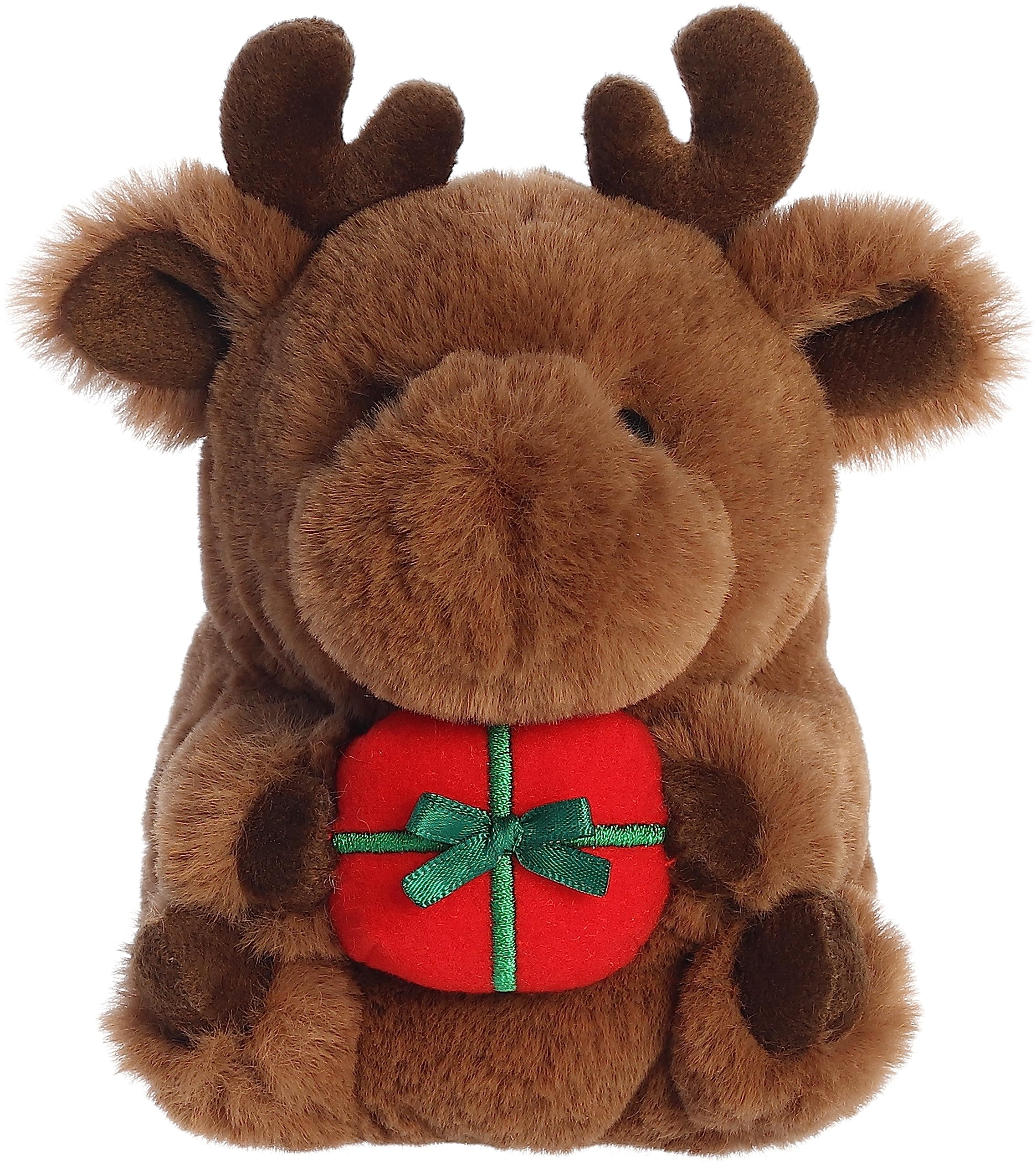 Aurora® Round Rolly Pet™ Monty Moose™ - Animal de peluche - Compañeros adorables - Diversión sobre la marcha - Marrón 5.5 pulgadas