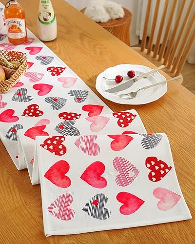Miniatura 5 de Camino de mesa para el día de San Valentín, 72 pulgadas de largo con corazón rojo y rosa para cumpleaños, aniversario de boda, propuestas de