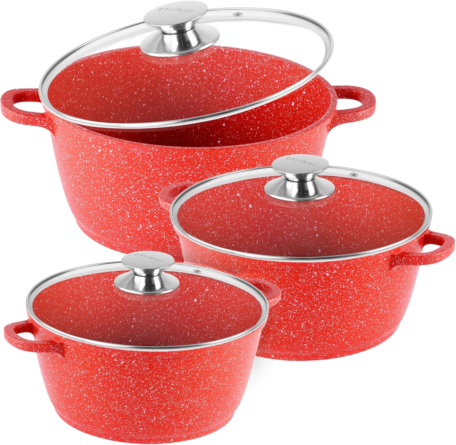 ZENQA Casserole Dishes Pot with lid Induction Hob Pan Set Non Stick