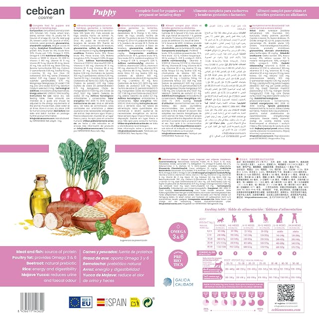 Foto 4 de 5 de CEBICAN Puppy 3 kg - Pienso para Perros Cachorros y Hembras Gestantes o Lactantes con Salmón y Pollo