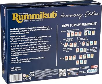 Rummikub | Ideal | Anniversary Edition: Luxury Version with Sturdy 3D Racks | Family Strategy Games | For 2-4 Players | Ages 7+