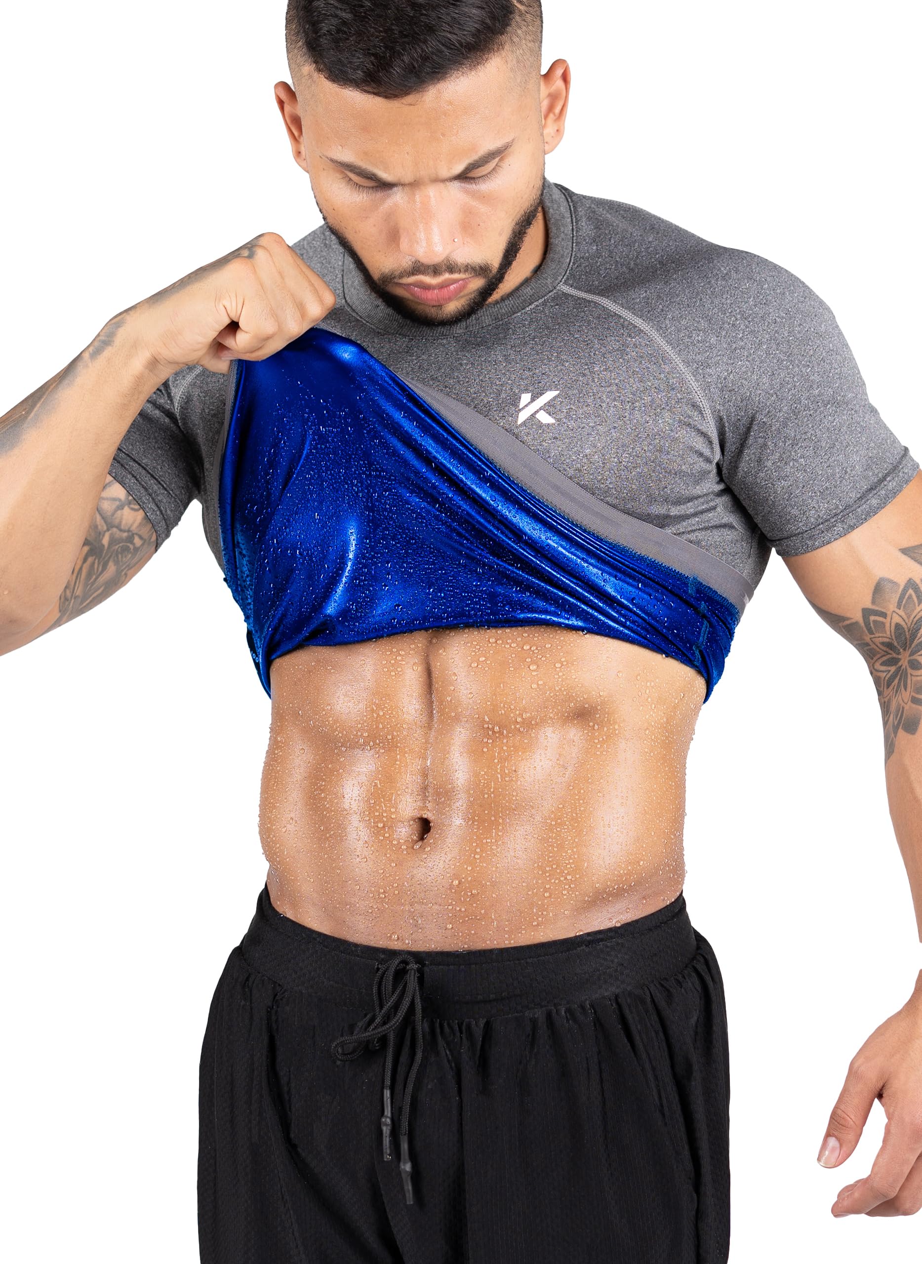 Kewlioo Men's Sauna Suit Shirt - Heat Trapping Sweat Compression Vest, Shapewear Top, Gym Exercise Versatile Shaper Jacket, Heather Grey, L — image 1