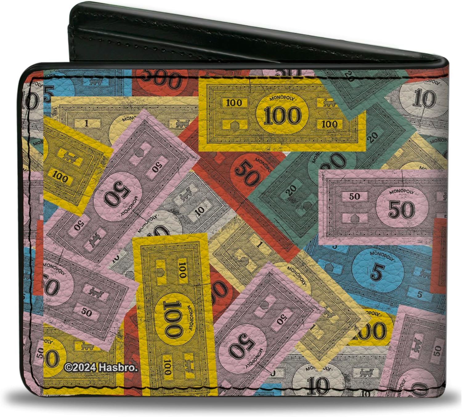 Buckle-Down Hasbro Wallet, Bifold, Mr Monopoly Rich Uncle Pennybags Stacked Money Pose, Vegan Leather - Image 2