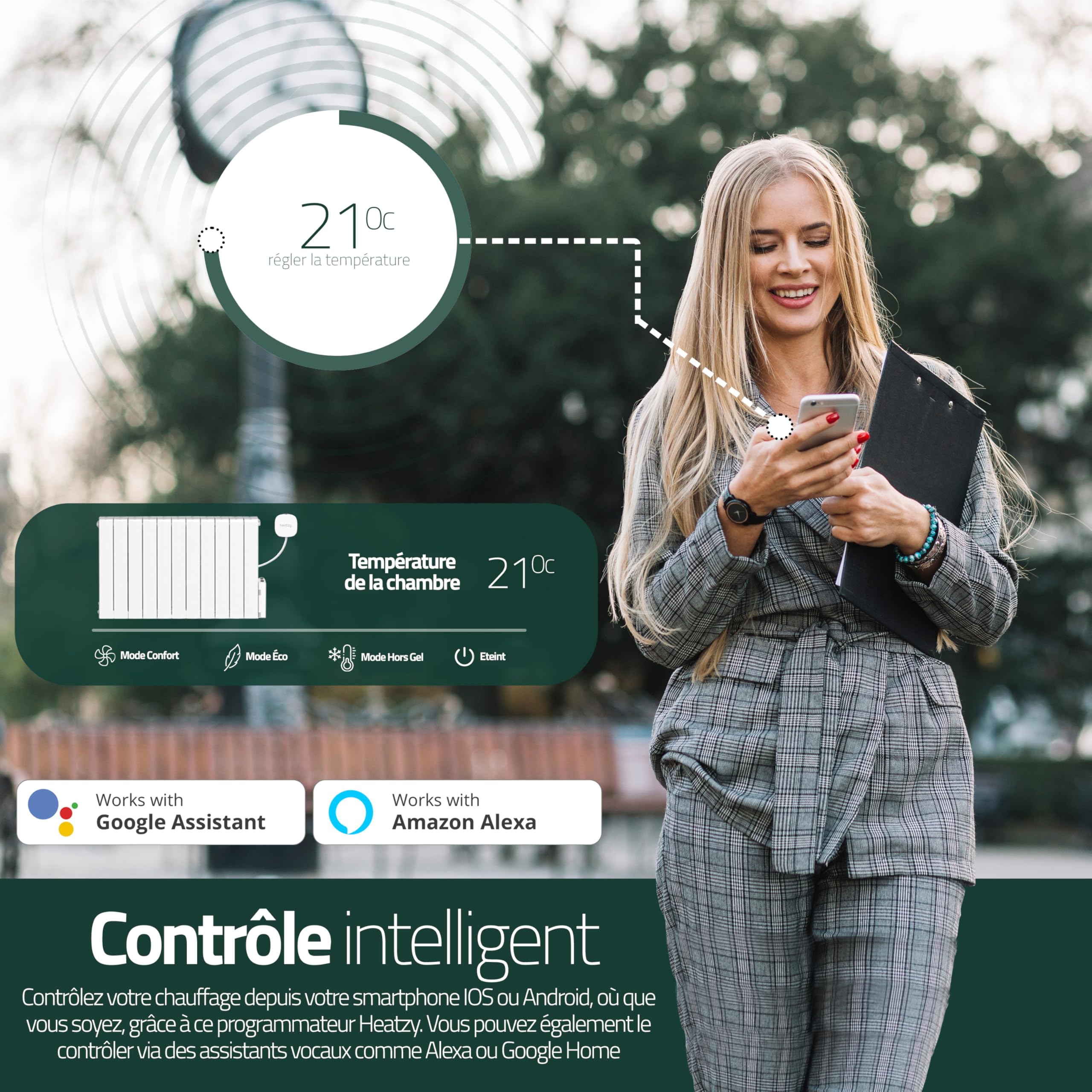 HEATZY - Objet Connecté - Programmateur/Thermostat Connecté et Intelligent Filaire - Pour choisir à distance le mode de chauffe de vos radiateurs