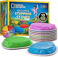 National Geographic Toddler Stepping Stones 10pk - Non-Slip Balance Toys for Kids 3+ Indoor Outdoor Obstacle Course Gross Motor Skills