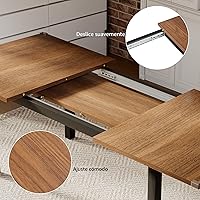 Vista 5 de iPormis Juego de mesa de comedor de 7 piezas con 6 sillas, mesa de cocina extensible de 63 pulgadas y sillas para 4-6, mesa de comedor con marco