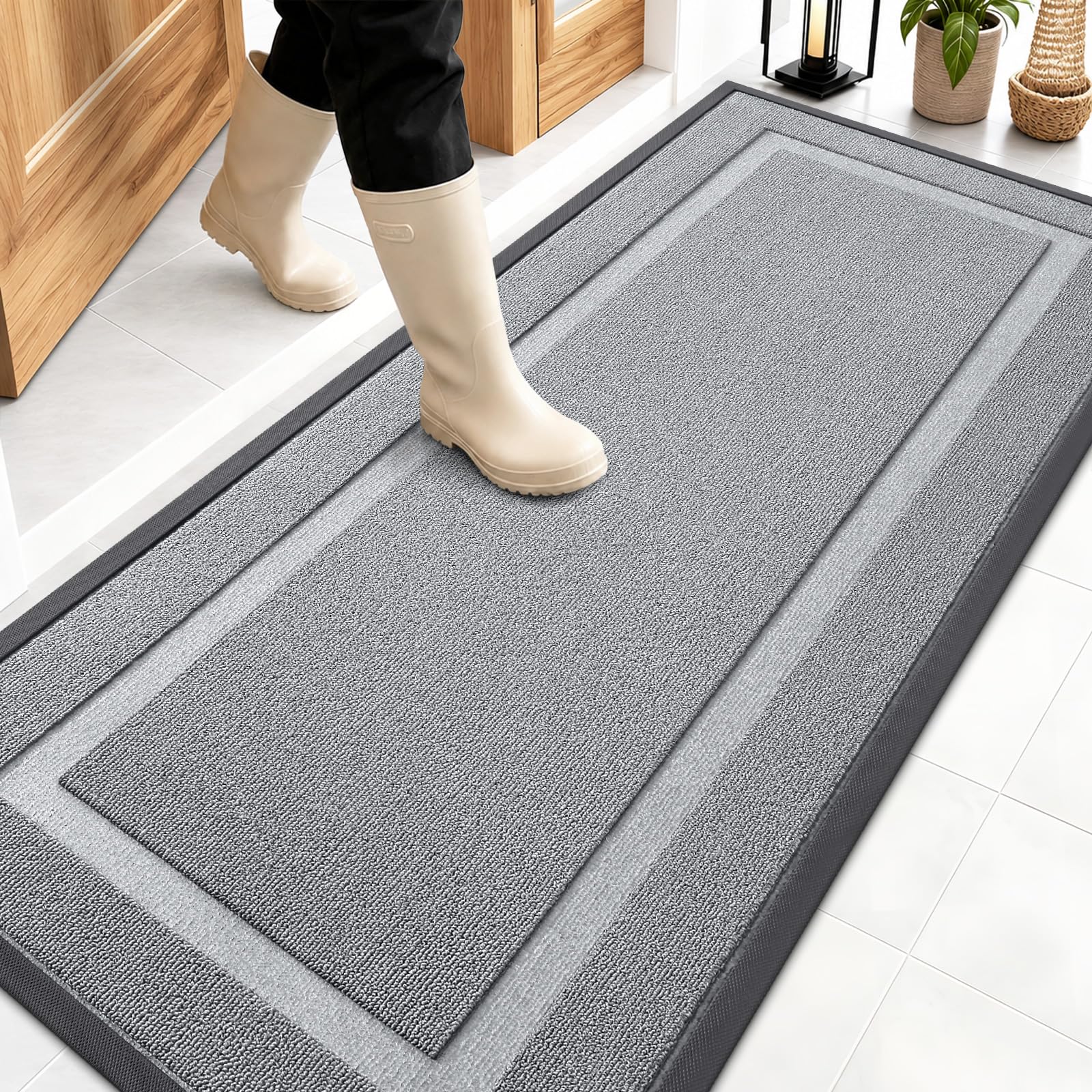 OLANLY Front Door Mat Outside 59x23, All-Season Heavy-Duty Rubber Doormat