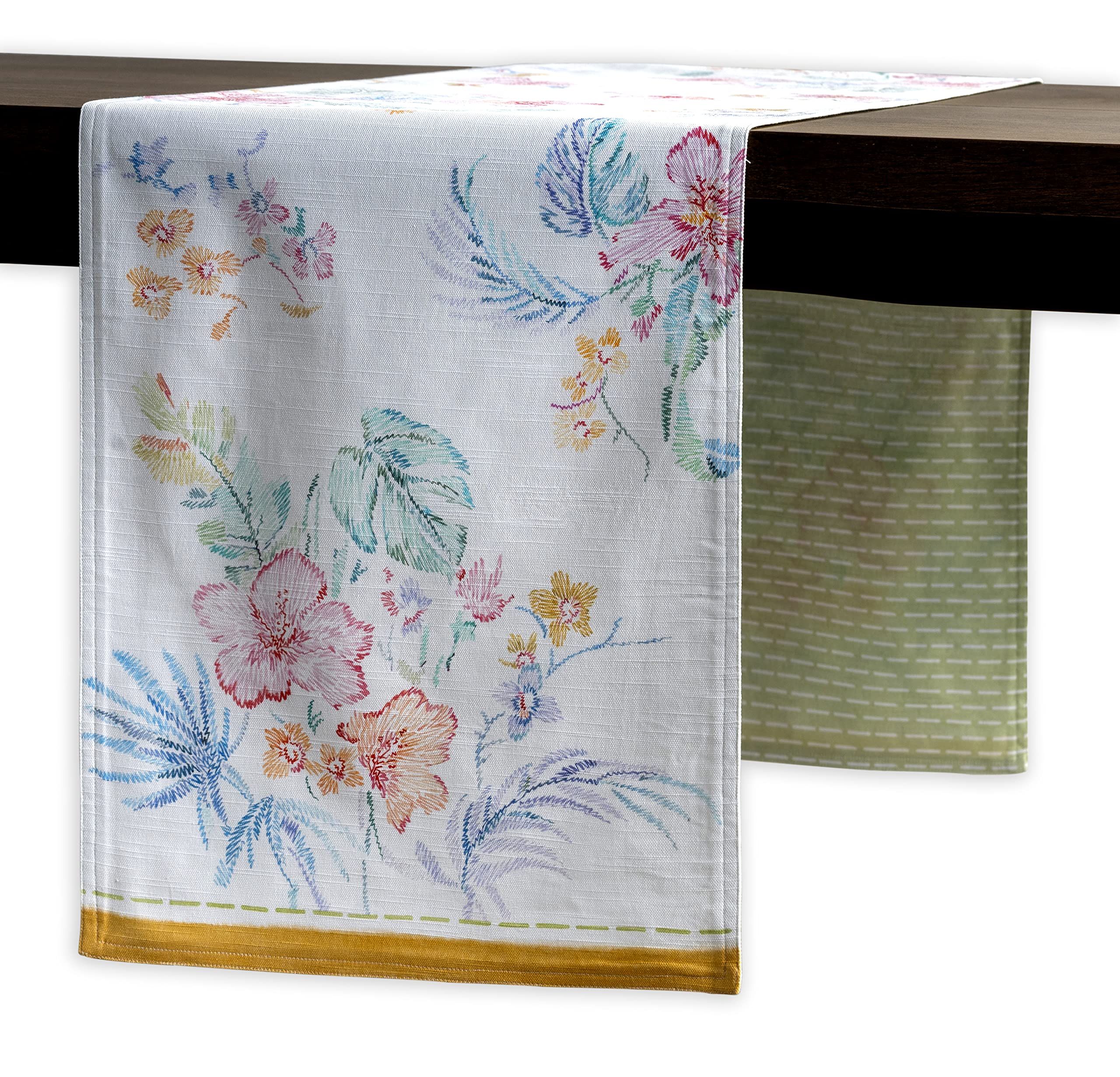 Maison d' Hermine Tablerunners 100% Cotton Table Runner Decorative Table Cover for Home, Kitchen, Dining & Camping, Paradise Island (Double Layer) - Spring/Summer (14.50"x72")