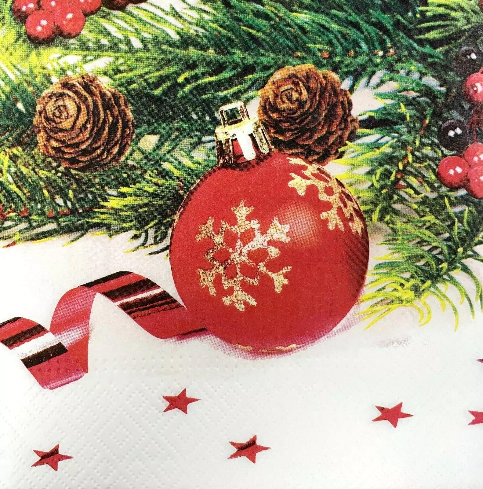 Paper Luncheon Decoupage Napkins Christmas Tree Ornaments Lot of 20