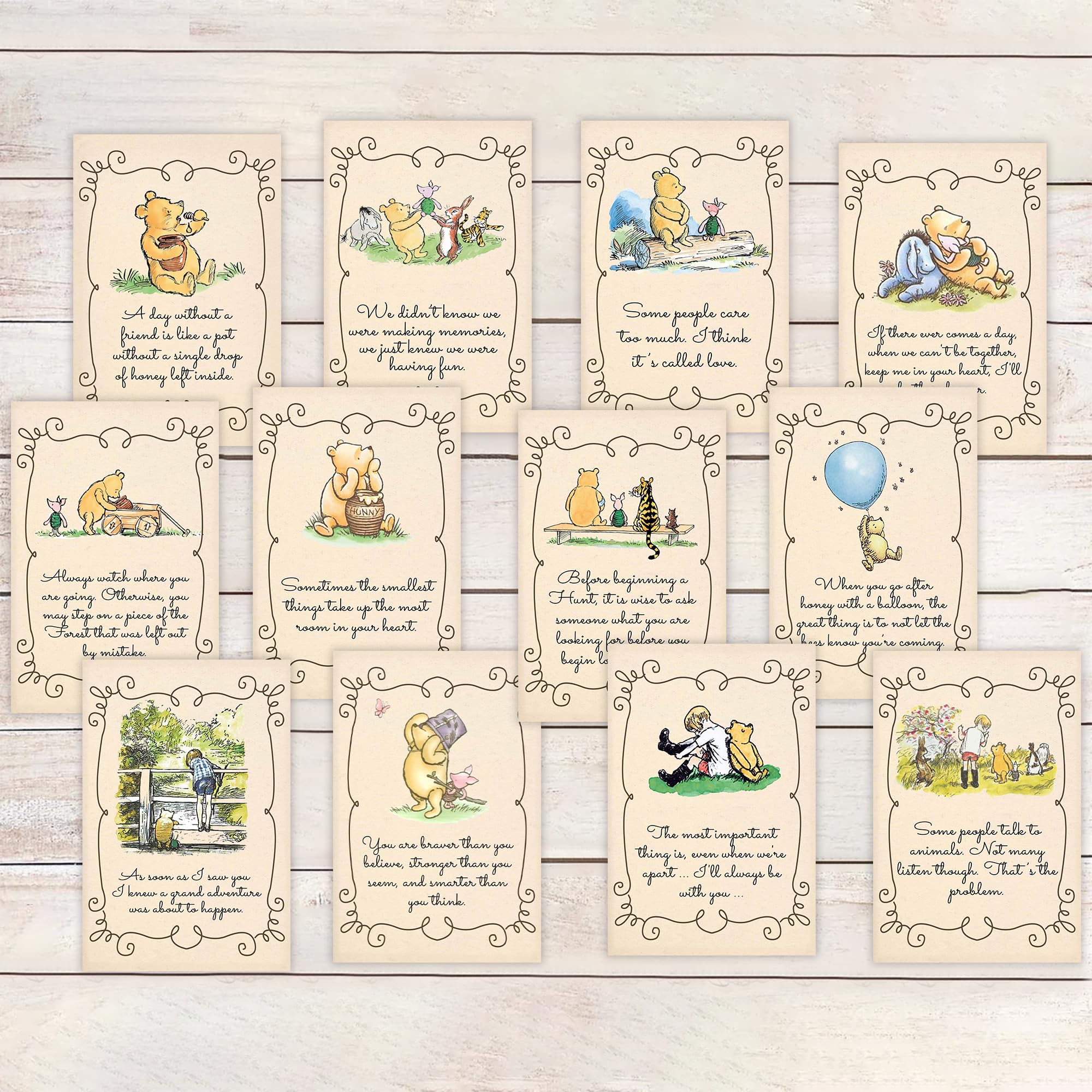 12Pcs Winnie Centerpieces for Baby Shower Decorations Classic Quotes Table Sign Decor 5 * 7inche
