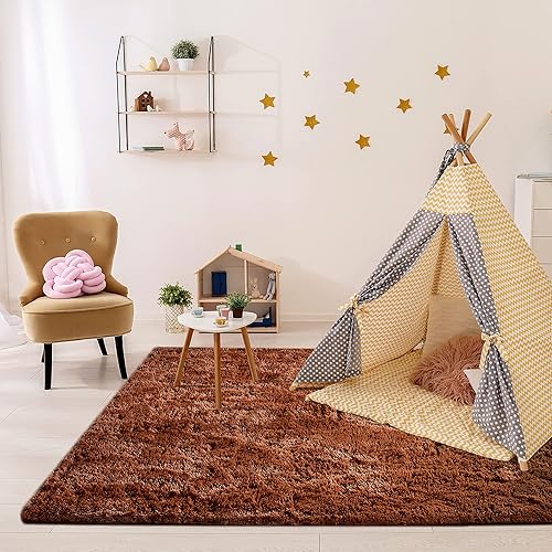 Miniatura 5 de GKLUCKIN - Alfombras suaves y esponjosas, 4 x 6 pies, grandes y cómodas, alfombras peludas para sala de estar, dormitorio, antideslizantes, de