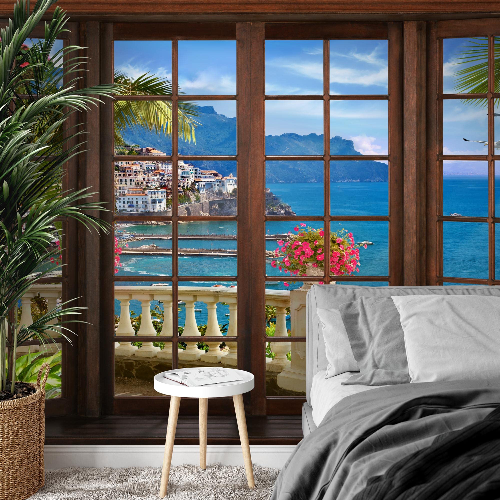Runa Art Carta da parati fotografica Finestra sul mare Moderno Vello Soggiorno Camera Da Letto Sala - Made in Germany - colorato Brown 9363010a