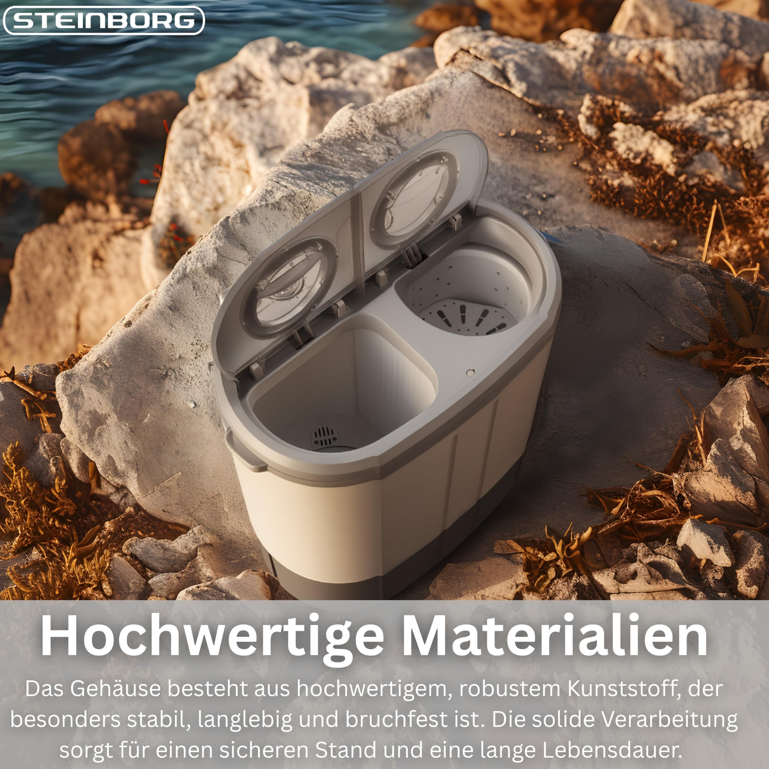 Steinborg Mini Waschmaschine mit Schleuder 2-Kammer Toploader 3 kg 1 kg kompakt Camping Reisen Haushalt