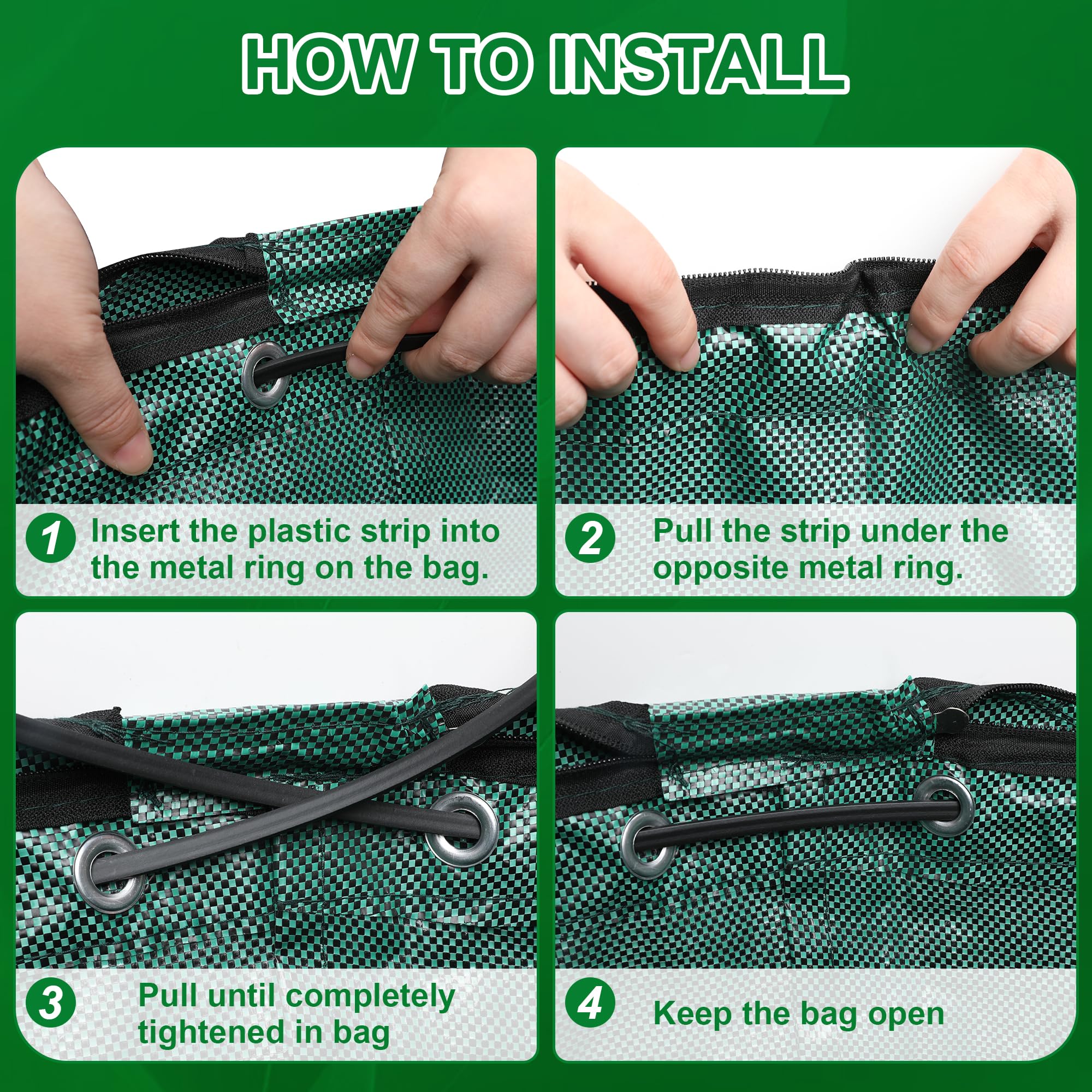 JAWELL Sacchi per Rifiuti da Giardino, 2 x 120L Sacchi da Giardinaggio con Coperchio, Sacchi per Raccogli Foglie da Giardino con Maniglie, Antistrappo, Idrorepellente, per Foglie, Rifiuti Verdi