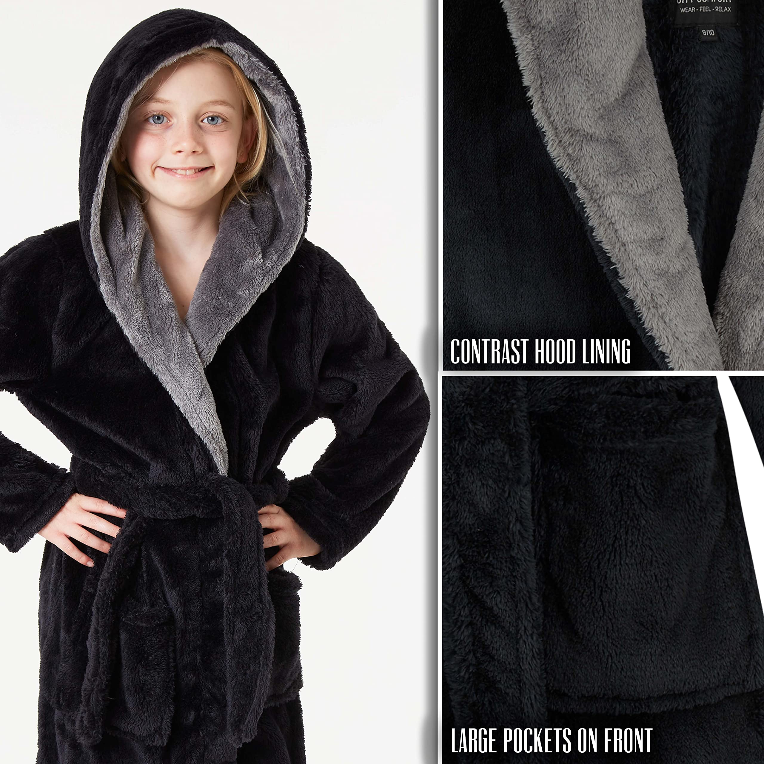 CityComfort Robe de Chambre Polaire Enfant, Peignoir Garçon Fille en Pilou, Taille Enfant et Adolescent 7-14 Ans