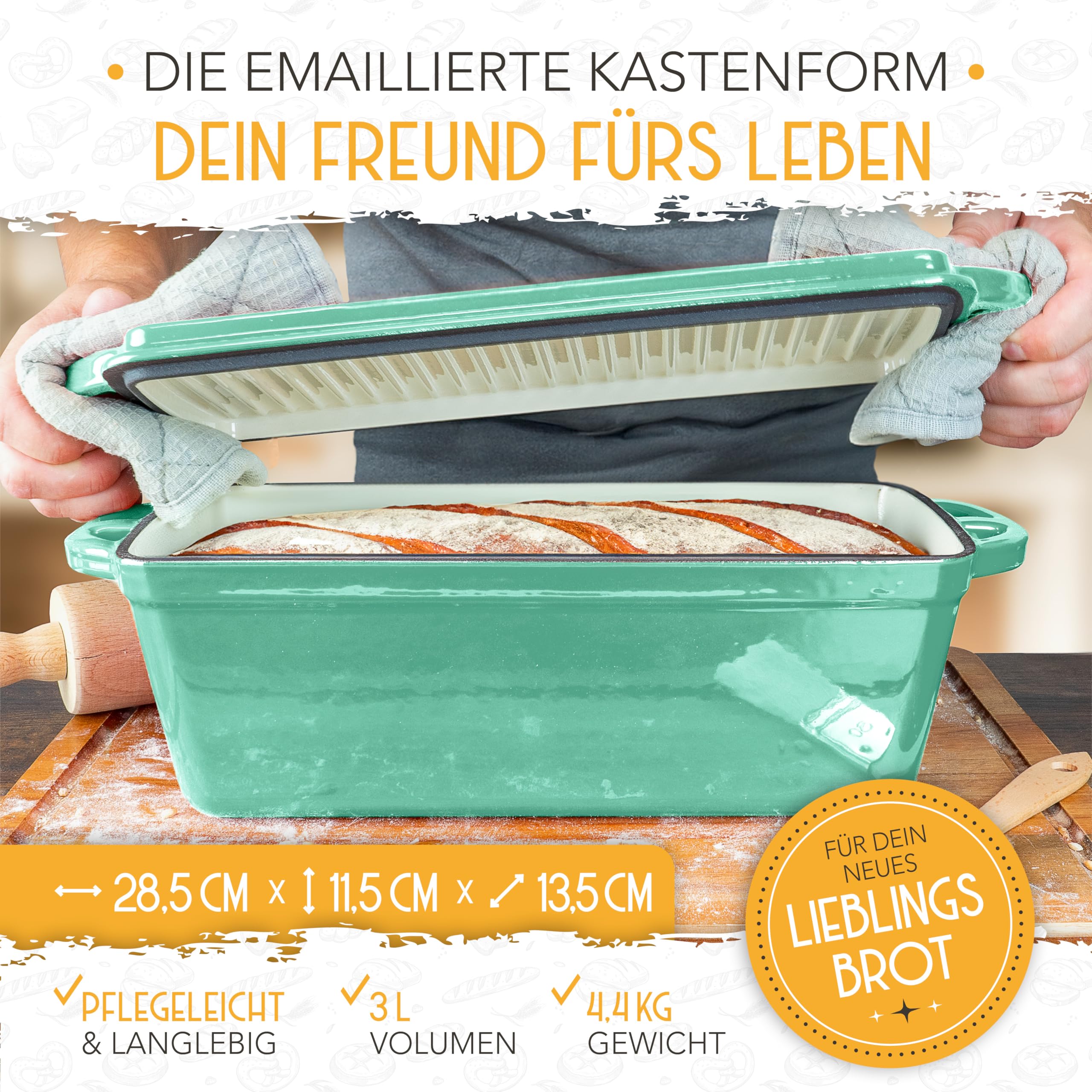 KRUSTENZAUBER Stampo per pane con coperchio per pane fatto in casa