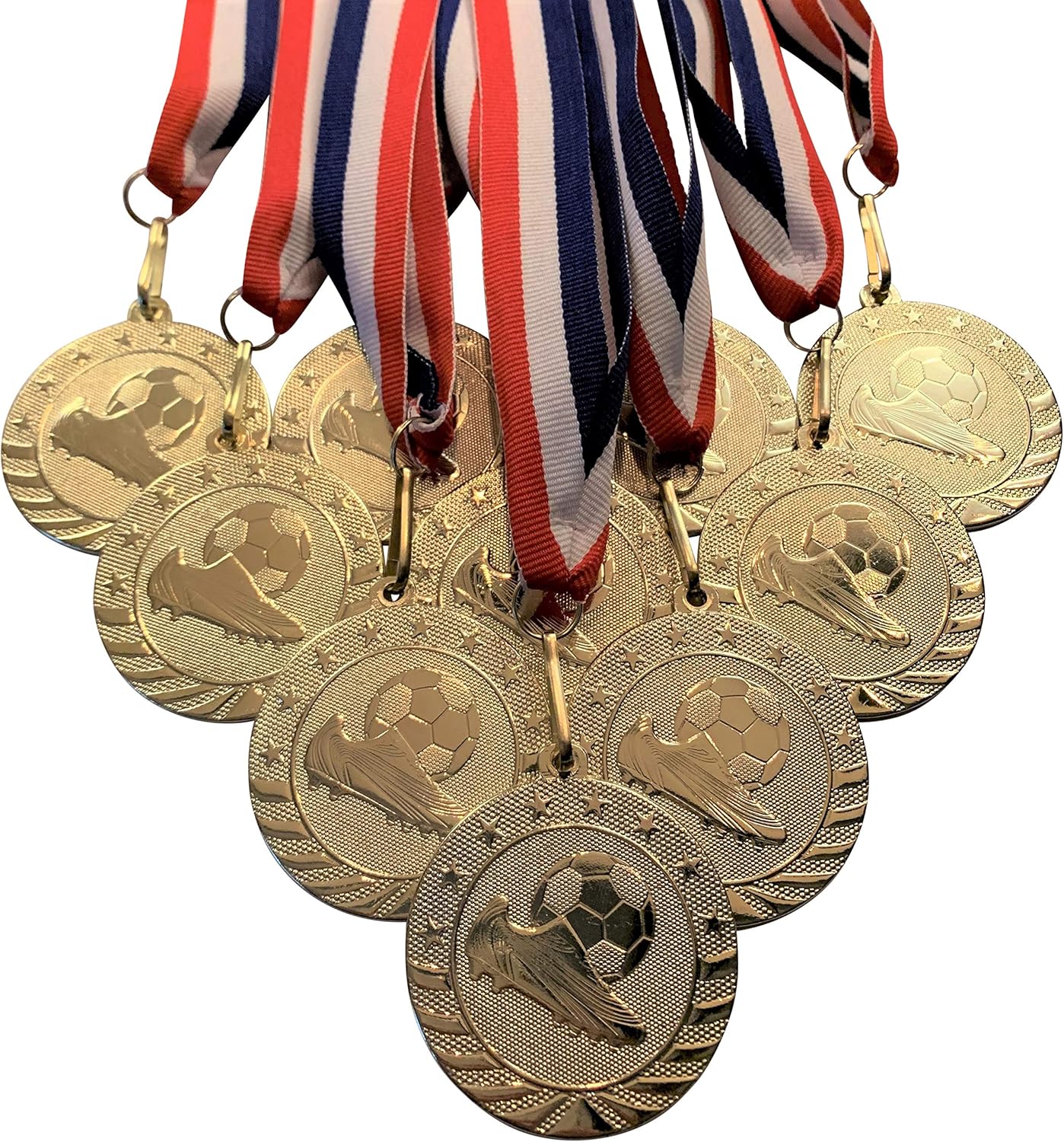 Express Medals (1-10 Pk) Gold Soccer 1st Place Medal Award Trophy with Neck Ribbon
