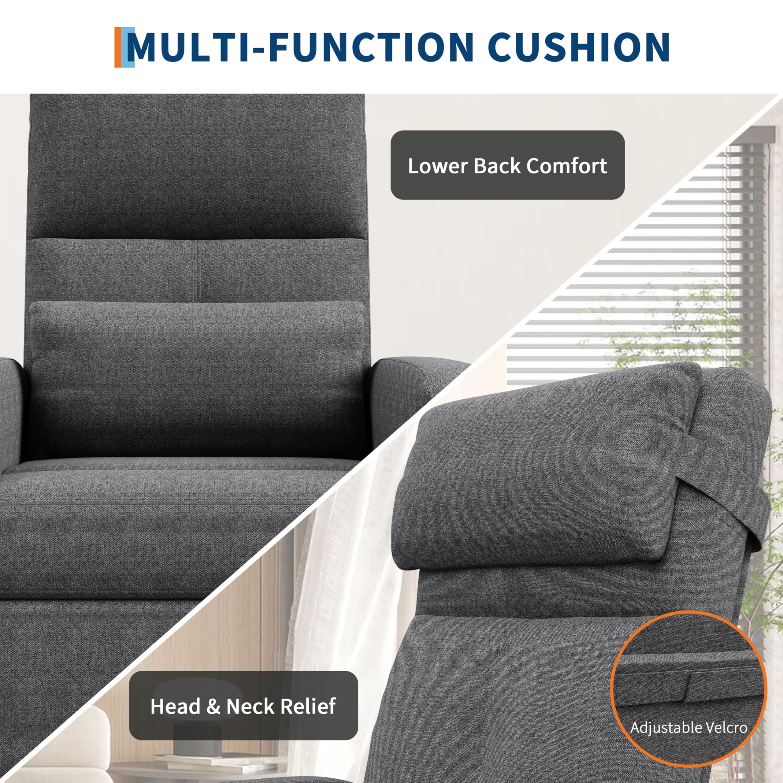 Sillón Eléctrico Reclinable con Masaje y Calor, Asiento de Lino con Mando, Respaldo y Reposapiés Ajustables 165°, Puerto USB, Soporte Lumbar para Salón