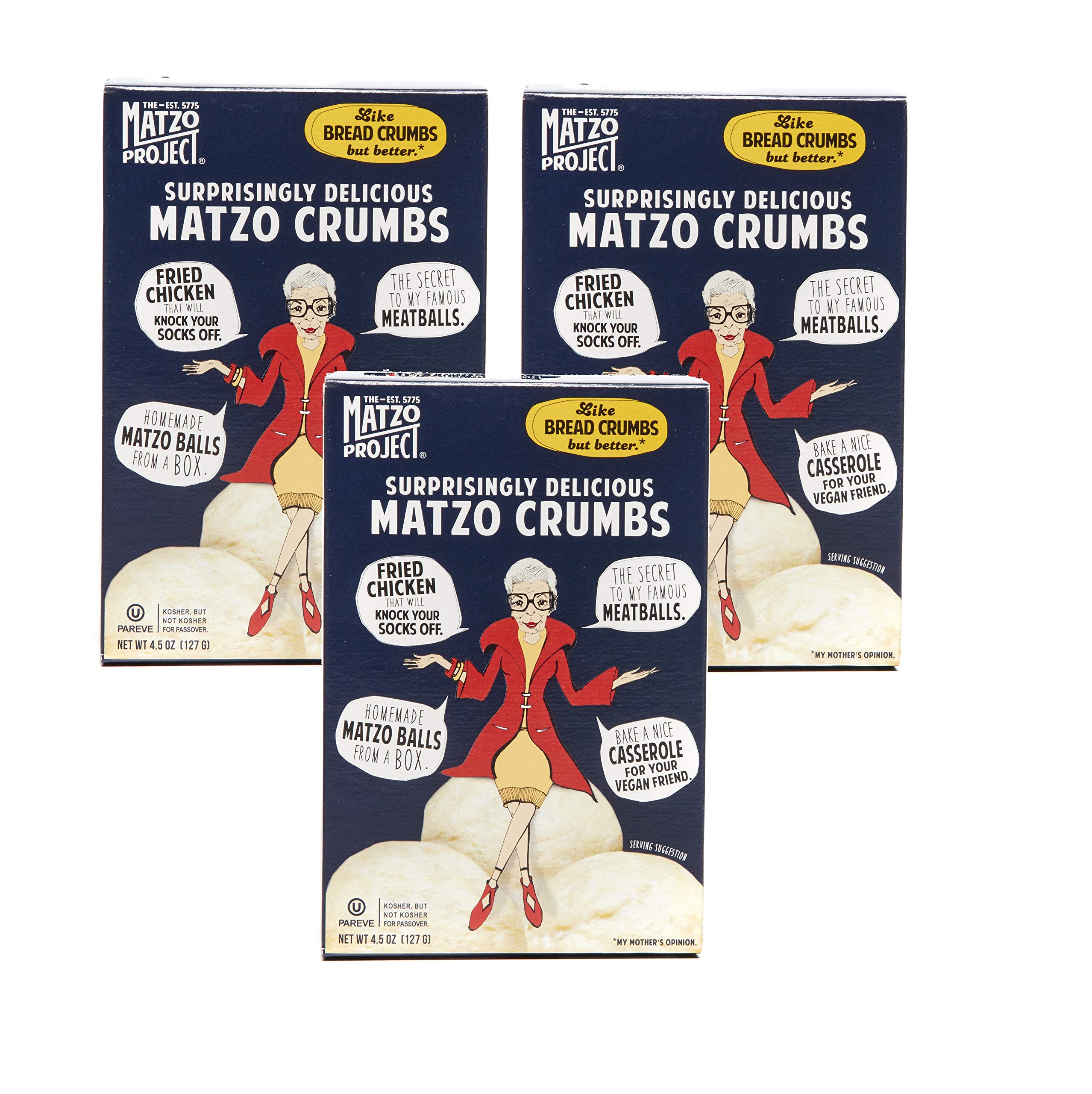 The Matzo Project Matzo Ball Mix, Natural, Vegetarian, No MSG, Nut Free, 3-Pack, 4.5oz Boxes, Kosher but NOT Kosher for Passover
