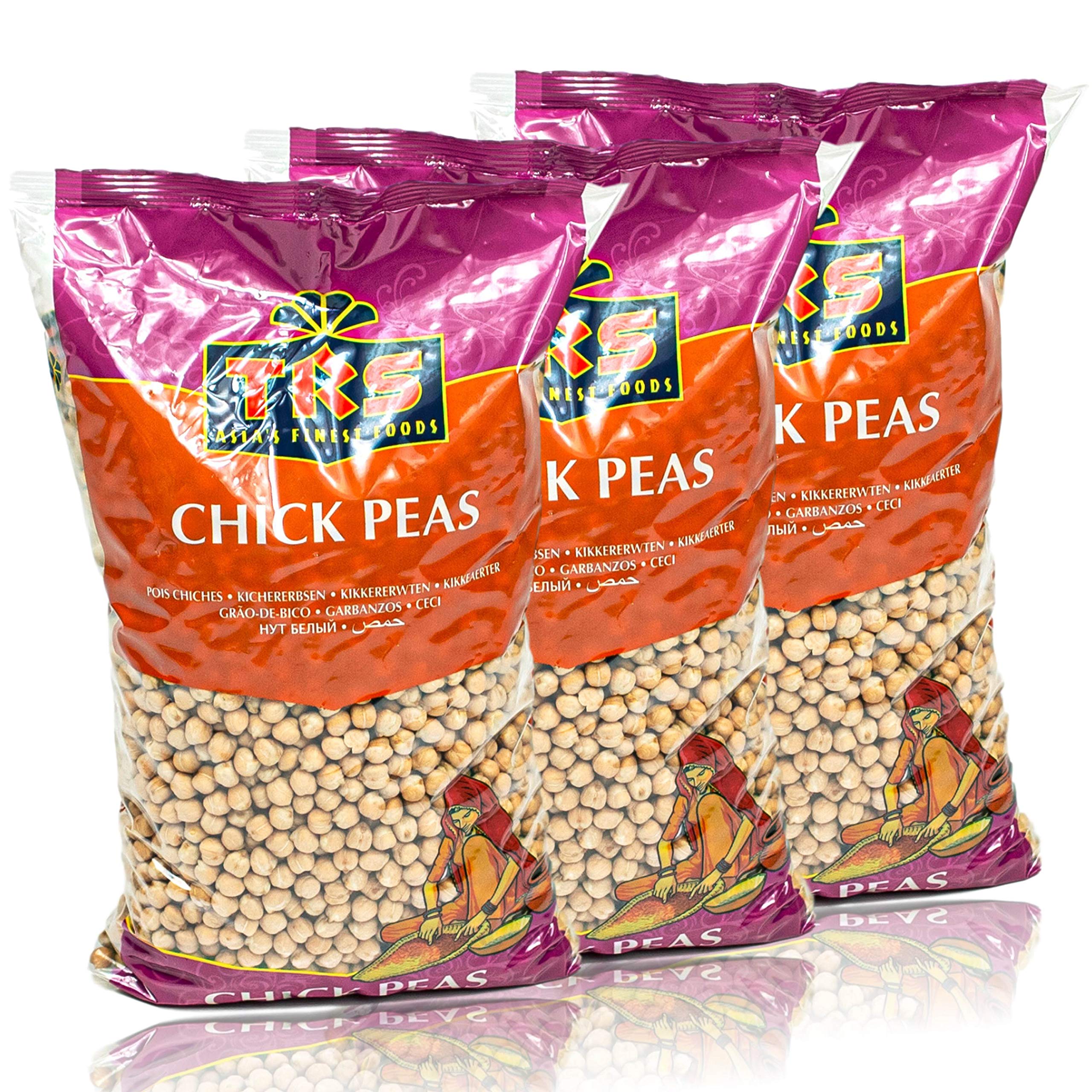 TRS - 3er Pack Premium Kichererbsen getrocknet in 2 kg Großpackung - Chick Peas ungekocht