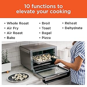Ninja Air Fryer & Toaster Oven | Foodi Series, XL Pro Air Oven Kitchen Countertop Convection | 10-in-1 Functions | Fits a 5-lb Chicken & Sheet Pan of Vegetables | 1800 Watts | Stainless Steel | DT201