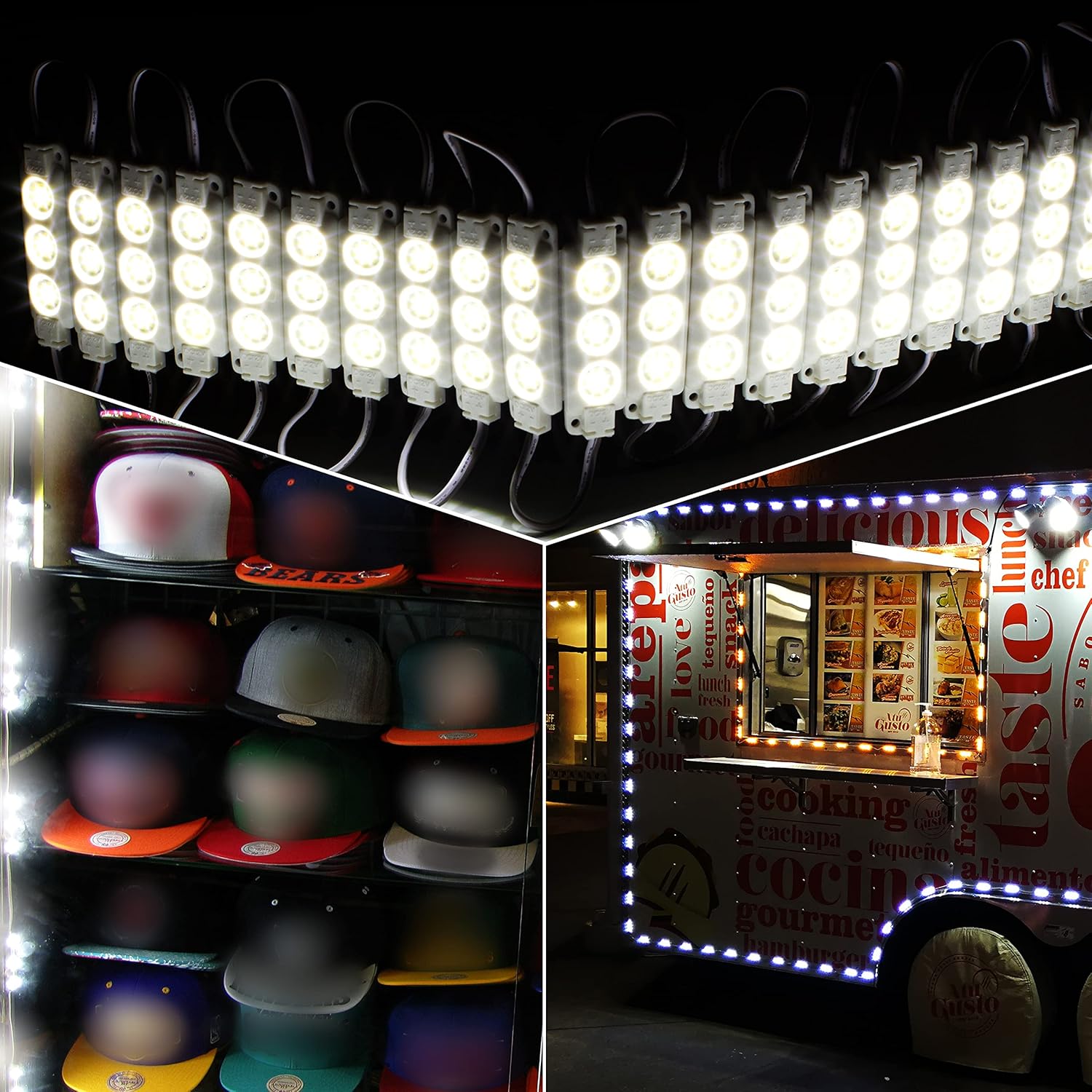 Storefront LED Light, 60ft Super Bright Pure White 5630 Injection Module with UL 12v AC Power Supply
