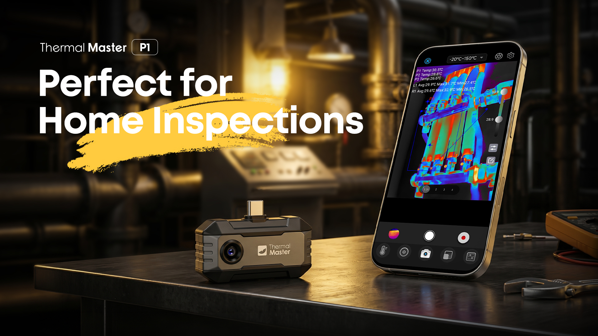 Image of Thermal Master P1 Thermal Camera for USB-C iOS /Android 320x240 Resolution | -4F to 1112F, ±3.6℉ Accuracy Thermal Imaging Camera for Home, HVAC, Electrical Inspections (P1 Blaze Orange)