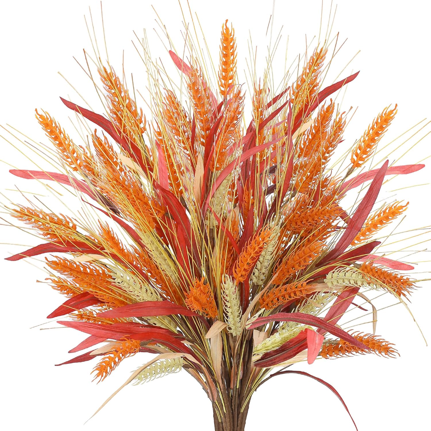 Sggvecsy Artificial Fall Flowers 6 Pcs 17.5 inch Floral Arrangement Fake Floral Stems Autumn Leaves Branches Fall Plastic Bouquets with Grain for Thanksgiving Home Table Centerpieces Wedding Decor