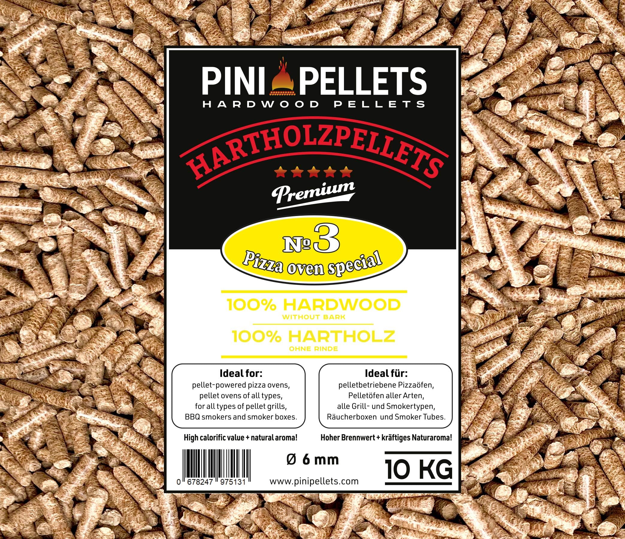 PINI Hartholz Pellets №3 Pizza Ofen Spezial für pelletbetriebene