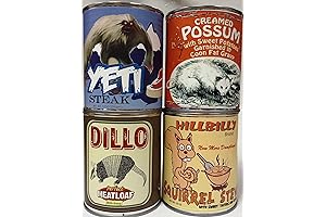 Gag Canned Meat Combo Pack IV: Creamed Possum, Yeti, Dillo and Squirrel Stew!