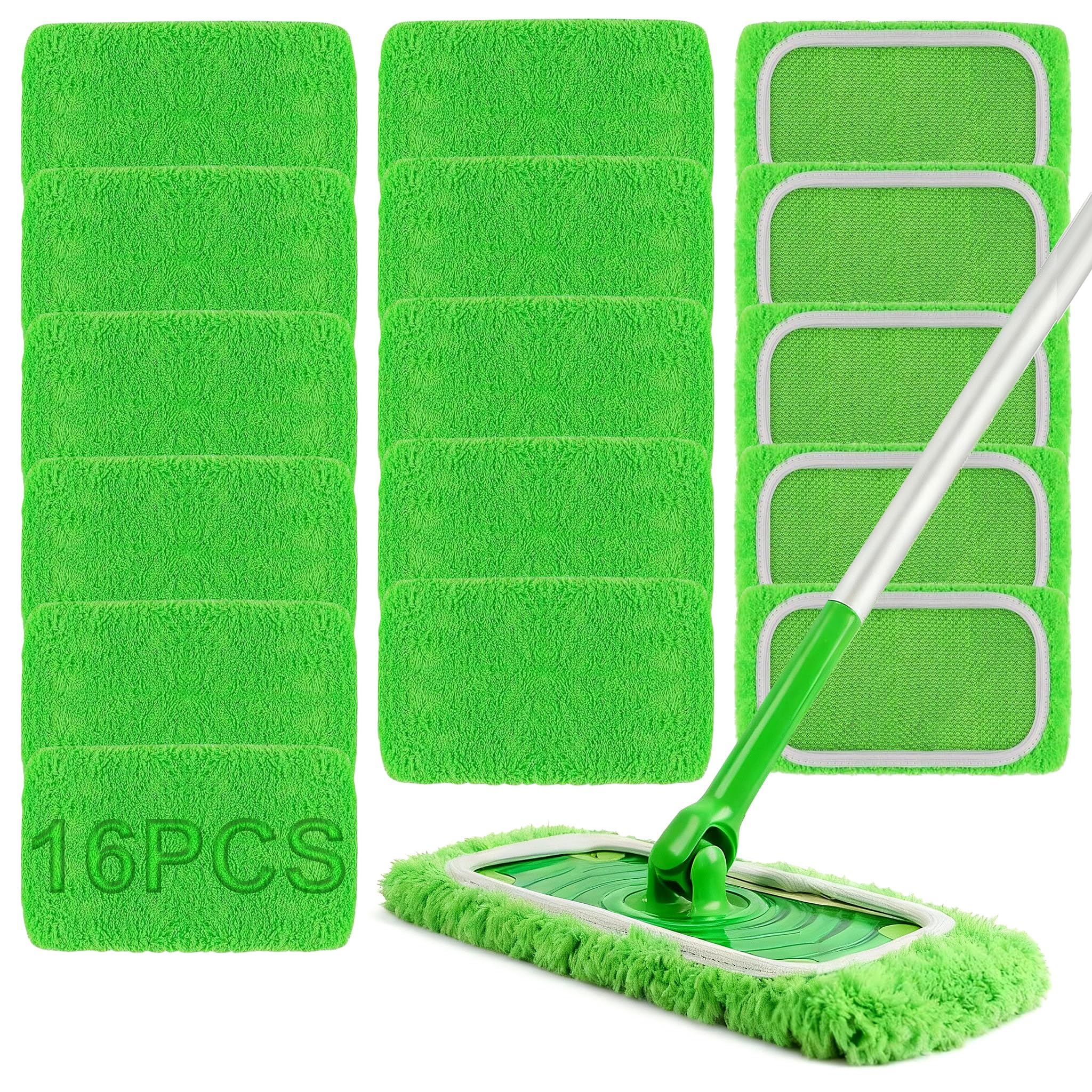 16 Stück für Swiffer Bodentücher Tücher Mikrofaser Set, Waschbare Mikrofaser Bodentücher,Feucht- und Trockenwischbezüge,Zur Reinigung von Hartböden und Holzböde