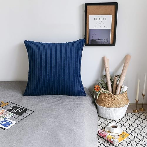Miniatura 645 de UGASA - Juego de 2 fundas de almohada de terciopelo a rayas, funda decorativa para cojín con cremallera oculta para el hogar, sofá, dormitorio,