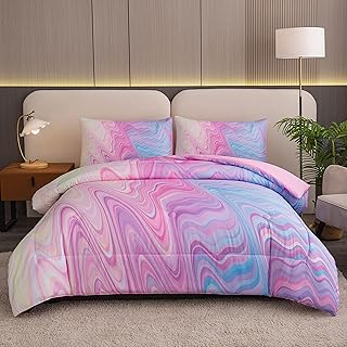 Bodhi Comforter for Girls,Tie Dye Comforter Twin Size,Blue Purple Pink Bedding Set,Pink Girls Bedding Set,Twin Comforter Set for Girls,Kids Bedding Set for Girls.