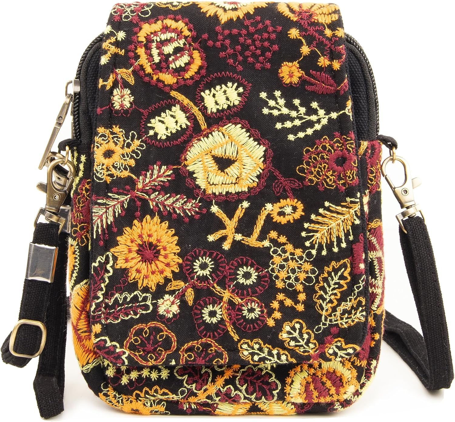 SILKAREA Embroidered Cute Mini Crossbody Bag for Women Small Handbags Wristlet Wallet Bag Cell-phone Pouch Coin Purse