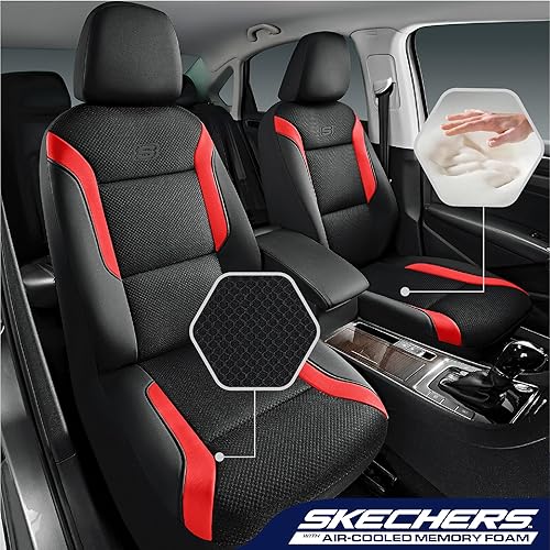 Miniatura 3 de Fundas de asiento de coche de espuma viscoelástica Skechers, fundas de asiento gruesas de malla Air Cool, fundas de asiento de coche para asientos