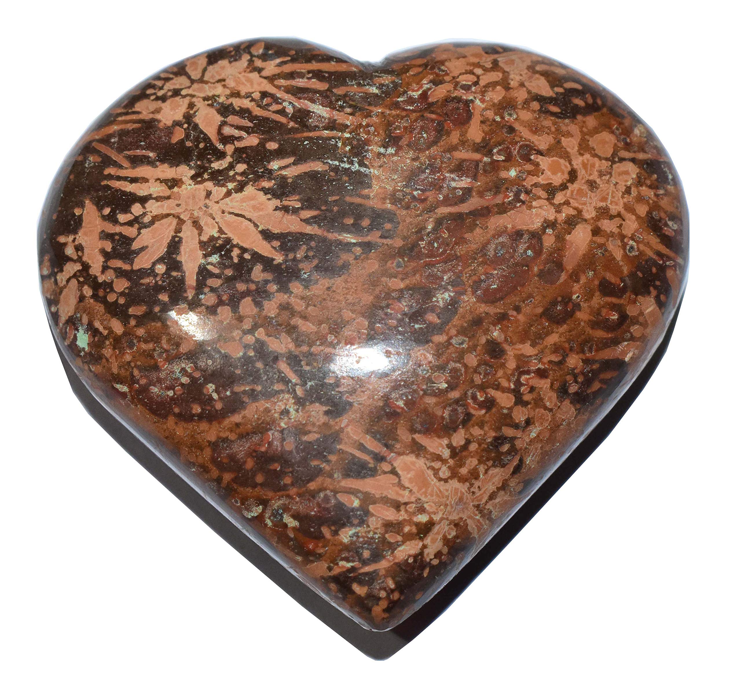 Mystic Crystals & Creations Heart - Starburst Jasper Chrysanthemum Jasper Stone 40-50 Gm Big Size - 2-2.5 inch for Removing Negative Energy Crystal Balancing Chakra Stone-image-37