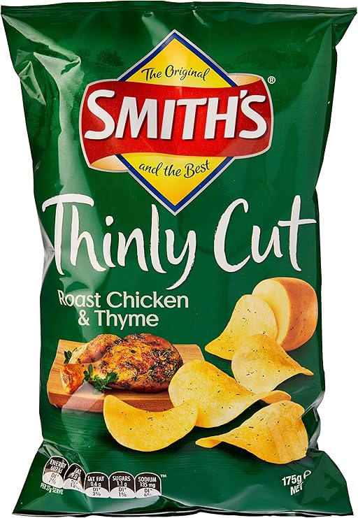 Smiths Roast Chicken and Thyme Flavour Thinly Cut Potato Chips 12 Pack