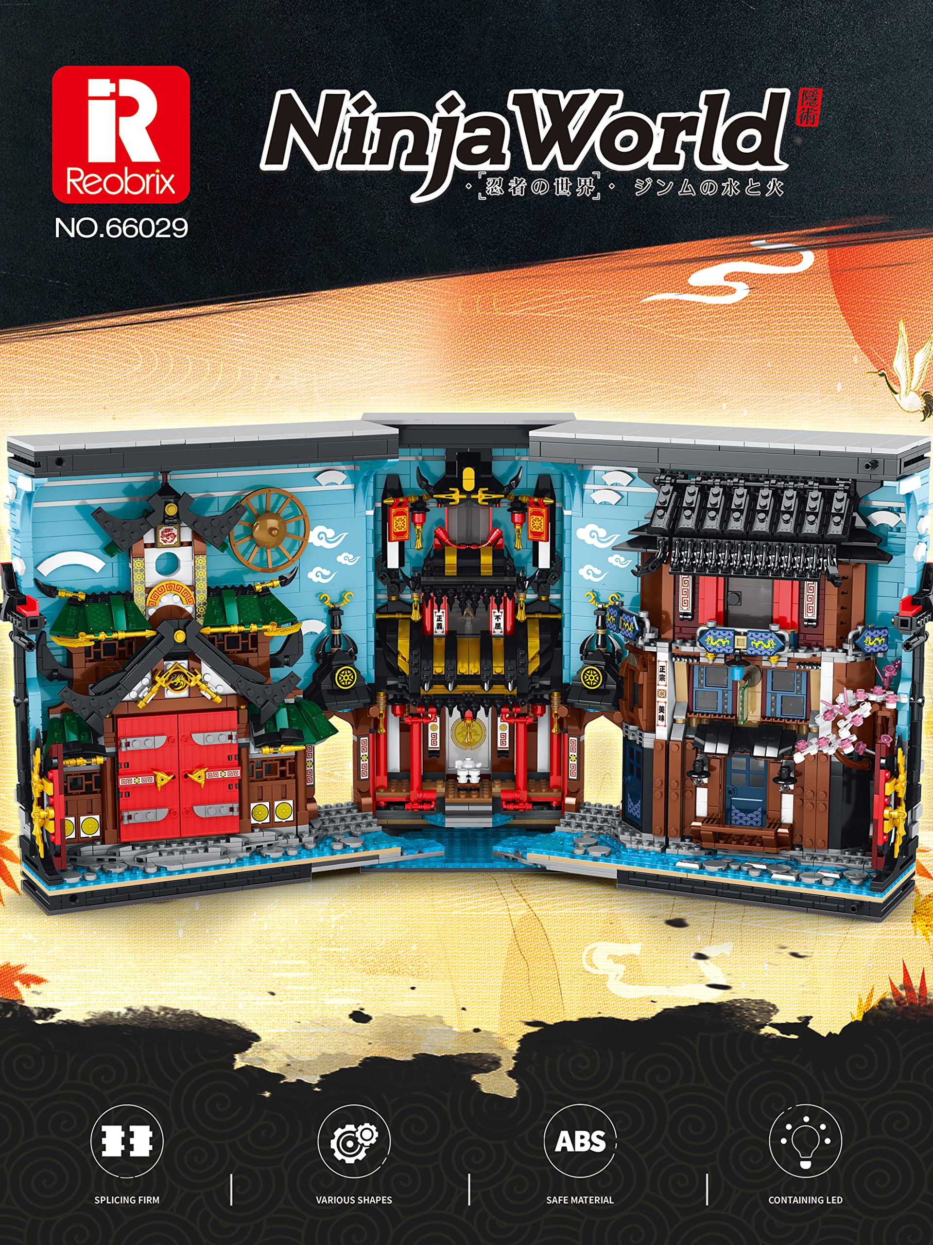 Reobrix 66029 Japanese Ninja Book Building Blocks with LED Light