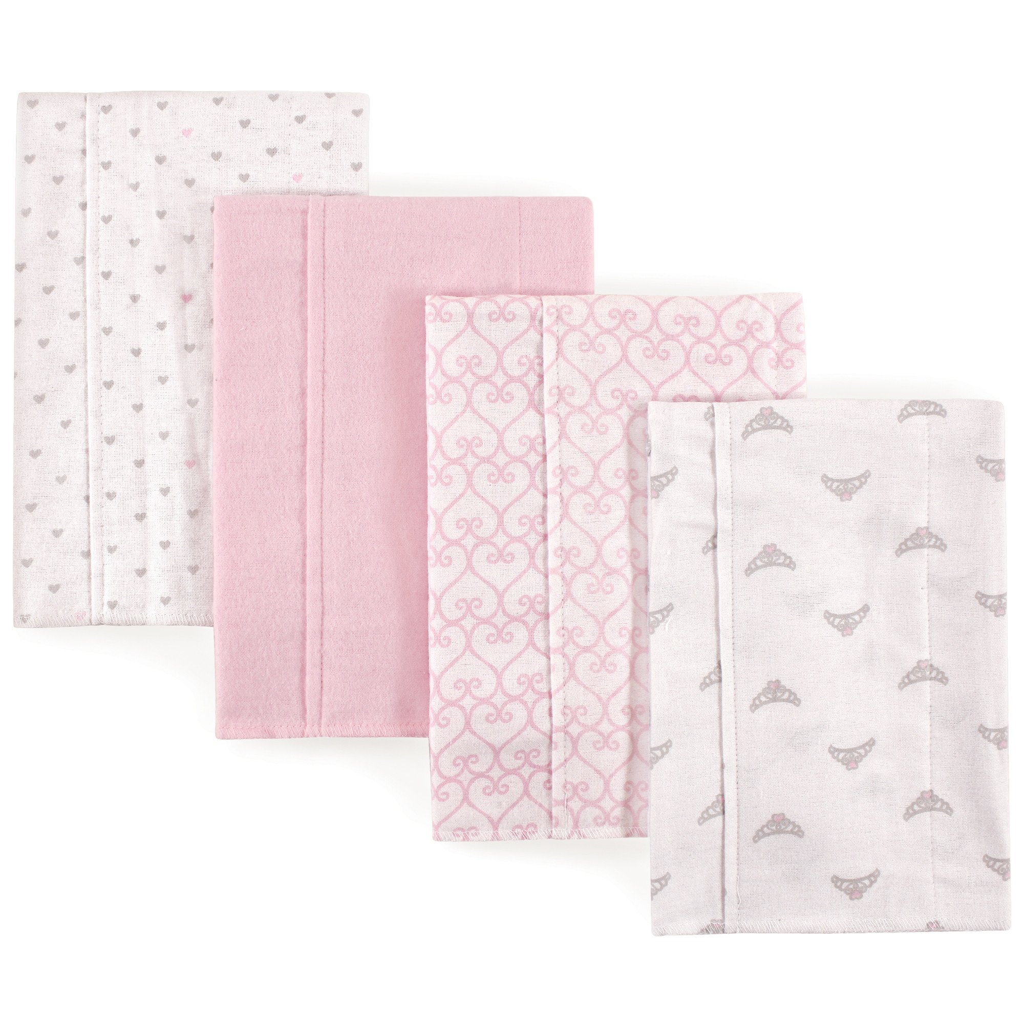 Luvable Friends Unisex Baby Cotton Flannel Burp Cloths, Tiara, One Size