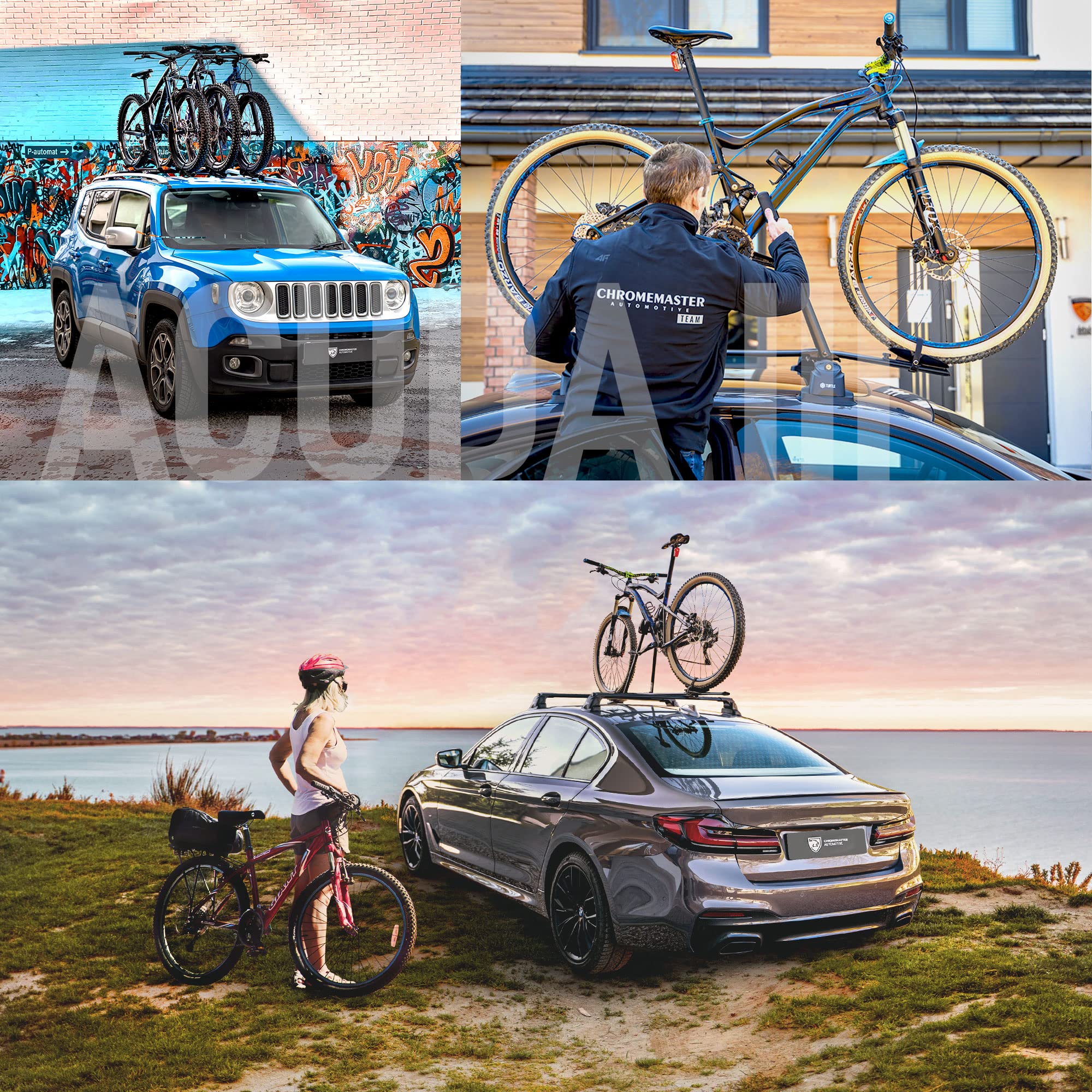 AGURI ACUDA III | Porte-vélos, Porte-vélos de Toit, Support-vélos Universel pour Le Toit de la Voiture, verrouillable | Capacité de Charge jusqu'à 20 kg | Structure en Aluminium résistante | TÜV