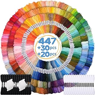VICOVI 447 Skeins Embroidery Floss 30 Skeins White & Black Embroidery Thread for Friendship Bracelets Arts DIY Crafts with...