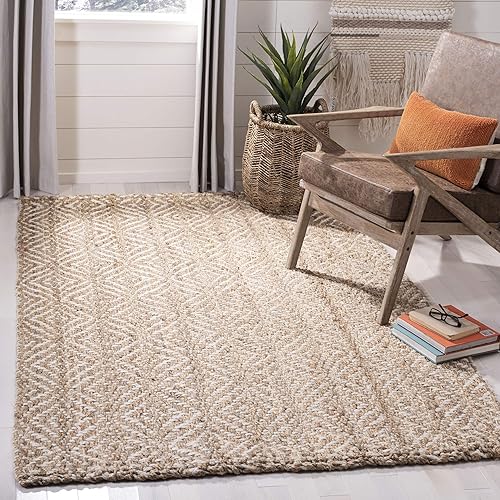 SAFAVIEH Alfombra de área de la colección de fibra natural, 5 x 8 pies, natural y marfil, hecha a mano de yute tejido bohemio, ideal para zonas de disponible en Yaxa Peru